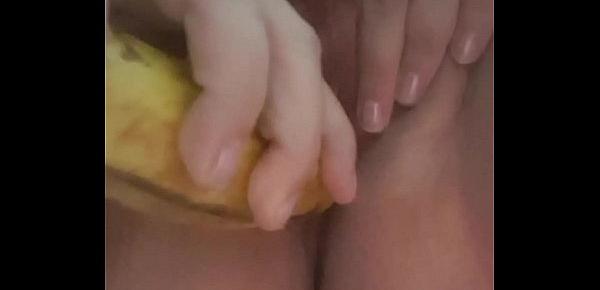  Bbw has a bit of messy fun with a banana